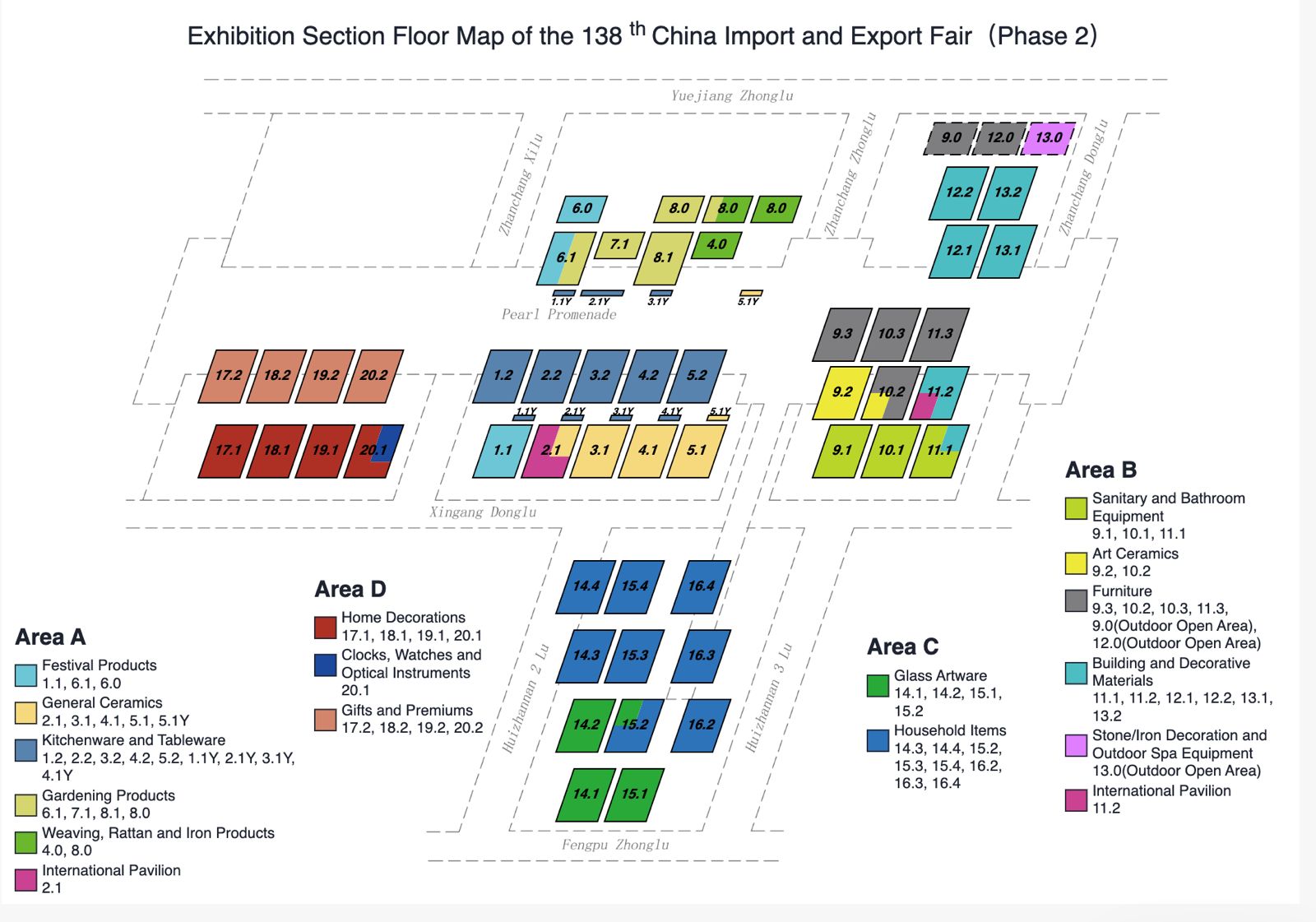 Exhibition Section Floor Map of the 138th China Import and export Fair Phase 2